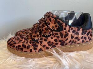 Camila Coelho Mob Wife Leopard Animal Print Faux Fur Strap Sneakers Sz 8 Bastion